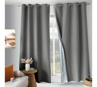 ED Enjoy Home - Cortina térmica térmica, Gris, Aislante Anti frío y Anti Caliente, 100% Opaco, Acabado Ojales, 135 x 240 cm, Tejido Satinado, Forro técnico, colección Oxford