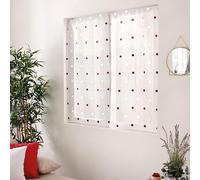 ED ENJOY HOME - Par de acristalamiento con Pasador de Barra, Blanco, 60 x 160 cm, diseño de Burdeos Redondo Bordado, 100% poliéster, colección Smarties