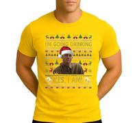 Ed Gein I'm Going Drinking Yes, I Am! | Ugly Christmas Christmas - Camiseta para hombre, amarillo, M