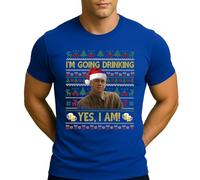 Ed Gein I'm Going Drinking Yes, I Am! | Ugly Christmas Christmas - Camiseta para hombre, azul, L