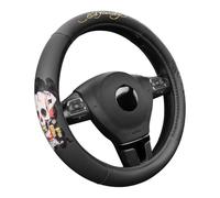 ED HARDY Funda para volante, cuero negro de primera calidad, estampado de calavera de casino, ajuste universal para volantes de 14.5 a 15.5 pulgadas, agarre antideslizante, impermeable y resistente a