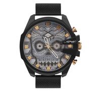 ED HARDY Reloj de malla metálica negra mate para hombre 50450BB-42-D02