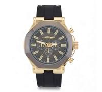 ED HARDY Reloj para hombre con esfera redonda y correa de silicona negra 50664GB-42-G02
