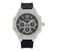 ED HARDY Reloj plateado para hombre con esfera redonda y correa de silicona 50663SB-42-G02