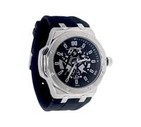 ED HARDY Reloj plateado para hombre con esfera redonda y correa de silicona 50780S-42-G02