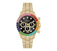 ED HARDY Reloj redondo dorado para mujer con cristales 14951G-42-G27