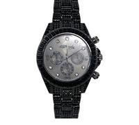 ED HARDY Reloj redondo para mujer plomizo con cristales negros 14591U-42-D02