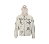 Ed Hardy Sudadera con cremallera 'Death Before Dishonor' beige claro / negro L EUR