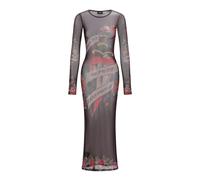 Ed Hardy Vestido 'Death Before Dishonor' chocolate / gris claro / rojo 36 EUR