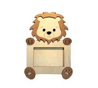 ED-Lumos Marco de Fotos Infantil de Madera, Forma de león, con Soporte de Mesa - Seguro para Niños (Sin Cristal ni Acrílico)