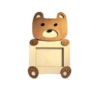 ED-Lumos Marco de Fotos Infantil de Madera, Forma de oso con Soporte de Mesa - Seguro para Niños (Sin Cristal ni Acrílico)
