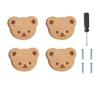 ED-Lumos Pomos de armario, Tiradores para Cajones, Manijas, Perillas Madera para muebles 4 Piezas Osito lindo