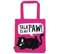 Ed the Cat - Bolsa de tela de algodón 100% con diseño de gato, con soporte para la compra, oficina o universidad, 39 x 42 cm, Rosa., 39 cm x 42 cm x 42 cm, Talk to my Paw