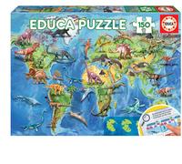 Puzzle Educativo EDUCA 150 Piezas, Mapamundi Dinosaurios