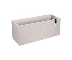 EDA - Jardinera Volcania 98 L - Decoración imitación Piedra - Doble Pared - Zona de retención de Agua - Modular - 99,5 x 39,5 x 43,5 cm - Beige calcáreo
