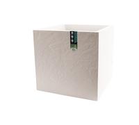 EDA - Maceta Cuadrada 50 cm Volcania 57 L - Decoración imitación Piedra - Doble Pared - Zona de retención de Agua - 49,5 x 49,5 x 49,5 cm - Beige Piedra calcárea