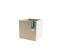 EDA - Maceta Cuadrada Volcania'Up 21 L - Decoración de Imitación de Piedra - Pared Simple con Borde Engañoso - Zona de Retención de Agua para Limitar el Riego - 29,5 x 29,5 x 29,5 cm - Beige Calizo