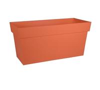EDA Muret Toscane 80 cm - Jardinera con Ruedas - Volumen 74 L - con Reserva de Agua y Rejilla filtrante + Canal de riego - 79 x 35 x 39 cm - Naranja Tierra Batida