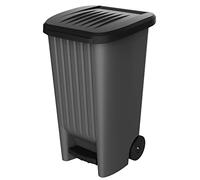 EDA - Papelera de 100 L con ruedas con pedal para bolsa de 100 L, 50 x 48,6 x 83,5 cm, color gris antracita