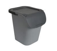 EDA - Papelera de clasificación 40 L - Papelera de clasificación selectiva con Tapa - Amplia Apertura - Superponible y encajable - Gris hormigón