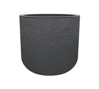 EDA Volcania'Up - Maceta Redonda (40 cm, 32,5 L, decoración de Piedra de imitación, Pared Individual, Zona de retención de Agua, diámetro 38,5 x 36,8 cm), Color Gris Antracita