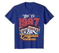 Edad 35 Lo Mejor de 1987 Cassette 35 cumpleaños Hombre Camiseta, Niños, Azul Real, 2 años