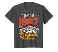 Edad 35 Lo Mejor de 1987 Cassette 35 cumpleaños Hombre Camiseta, Niños, Jaspeado Oscuro, 2 años