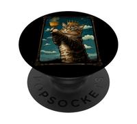 Edad Media Gato en el Marco de la Imagen Arte Golden Crown PopSockets PopGrip Adhesivo