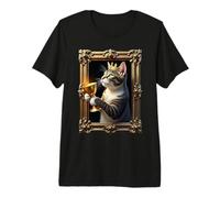 Edad Media Gato en el Marco de la Imagen Arte King Crown Camiseta Premium