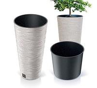 EDANTI Maceta de jardín para el hogar para terraza Furu Delgada Madera ecológica Alta 57,5 cm