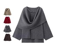 EDAT Chaqueta de punto con bufanda de gran tamaño for mujer, chal, abrigo de invierno con botones y manga larga(Grey,M)