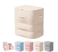 EDAT Implicationi Ultra Space Saving Self Compression Organizer, Peliaral Compression Organizer, Storage Tote for Clothes(Beige,L)