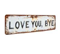 EDAT Love You, Bye - Letrero de Pared de Metal Vintage, letreros de Metal Love You Bye, decoración de letreros for Puerta de Entrada de Pasillo, diseño Envejecido y Borde Envejecido(1pcs)