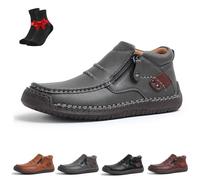 EDAT Zapatos for hombre The First Young, botas de cuero Thefirstyoung, botas de cuero sin cordones for viajes y actividades al aire libre(Grey,44 EU)