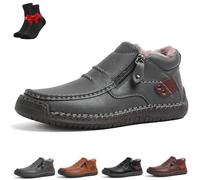 EDAT Zapatos for hombre The First Young, botas de cuero Thefirstyoung, botas de cuero sin cordones for viajes y actividades al aire libre(Grey(Plush lining),40 EU)