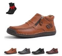 EDAT Zapatos for hombre The First Young, botas de cuero Thefirstyoung, botas de cuero sin cordones for viajes y actividades al aire libre(Light Brown,39 EU)