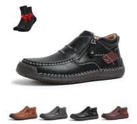 EDAT Zapatos for hombre The First Young, botas de cuero Thefirstyoung, botas de cuero sin cordones for viajes y actividades al aire libre(Black,47 EU)
