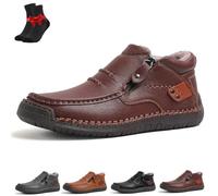 EDAT Zapatos for hombre The First Young, botas de cuero Thefirstyoung, botas de cuero sin cordones for viajes y actividades al aire libre(Brown(Plush lining),43 EU)