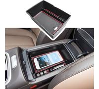 EDBETOS Bandeja organizadora de consola central compatible con Hyundai Santa Fe TM 2021 2022 accesorios y Santa Fe SEL 2022 caja de almacenamiento de reposabrazos secundario interior bandeja de inserción ABS, borde rojo