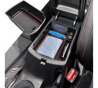 EDBETOS Bandeja organizadora de consola central compatible con KIA Soul 2020 2021 2022 accesorios EV S LX GT-Line EX Turbo, caja de almacenamiento de reposabrazos secundario interior bandeja de inserción ABS, borde rojo