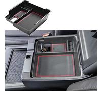 EDBETOS Bandeja organizadora de consola central compatible con Nissan Frontier 2022 2023, accesorios para camionetas pickup interior secundaria, bandeja de inserción, orificio para cable USB, material ABS, rojo