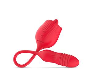 EDC Bienestar Íntimo Teazers Rose Vibrator with Thrusting Dildo