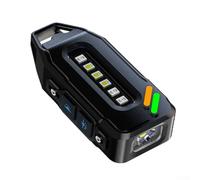 EDC Llavero linterna, 500 lúmenes USB-C recargable impermeable linterna con base magnética LED + COB para senderismo al aire libre SOS diario (negro)