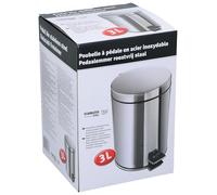 Edco Eindhoven B.V. Cubo de basura con pedal de 3 litros, para baño o aseo, acero inoxidable, color plateado