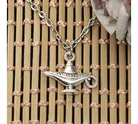 EDCRFV Colgante Aladino lámpara mágica Genio Encanto Corto Largo DIY Collar joyería Hecha a Mano