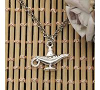EDCRFV Colgante Aladino lámpara mágica Genio Encanto Corto Largo DIY Collar joyería Hecha a Mano