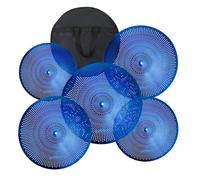 Eddaray Paquete de platillos de bajo volumen, juego de 5 piezas con platillos silenciosos, hihats de 14 pulgadas, choques de 16 y 18 pulgadas, paseo de 20 pulgadas, azul