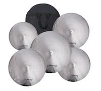 Eddaray Paquete de platillos de bajo volumen, juego de platillos silenciosos de 14 pies, par de hihats de 16 pulgadas + choque de 18 pies + 20 pulgadas, 5 piezas de platillos silenciosos para batería