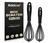 Eddeas - Batidor de silicona, batidores pequeños y mini batidores antiadherentes de silicona, juego de 2 (5.5 y 7.5 pulgadas), batidores resistentes al calor, batidor de huevos de globo perfecto para