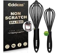 Eddeas Mini batidor de silicona, pequeño batidor de silicona de 7 + 9 pulgadas, sin BPA, revestimiento antiarañazos que protege tus ollas y sartenes de cerámica. Perfecto para batir, batir, mezclar.